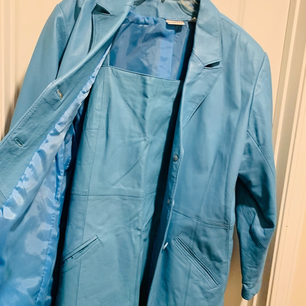 Tiffany Blue Leather Dress & Jacket